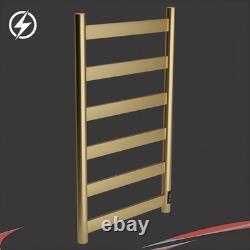 Serviteur de serviettes chauffant électrique à sec, slimline, 400 mm (l) x 700 mm (h), laiton brossé, 55 W