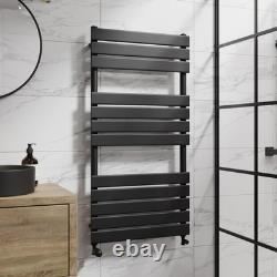 VOIR PHOTOS DuraTherm 1200 x 600 mm Radiateur sèche-serviettes plat noir chauffant panneaux<br/>